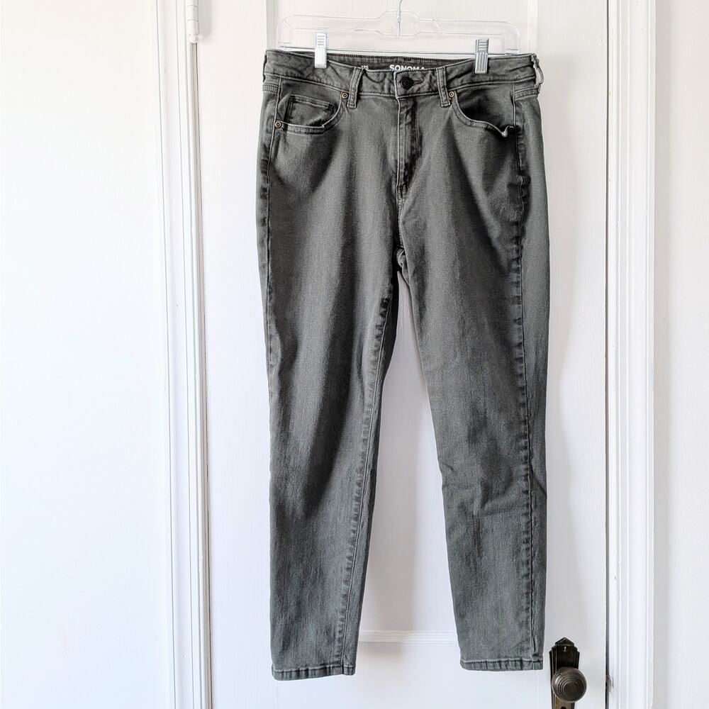 Sonoma Petite Curvy Skinny Jeans Dark Olive Gray Sz. 12 Short